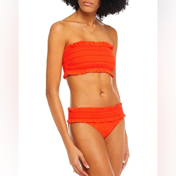 Women’s TORY BURCH Costa orange clementine smocked bandeau bikini set- Size L - Picture 1 of 10